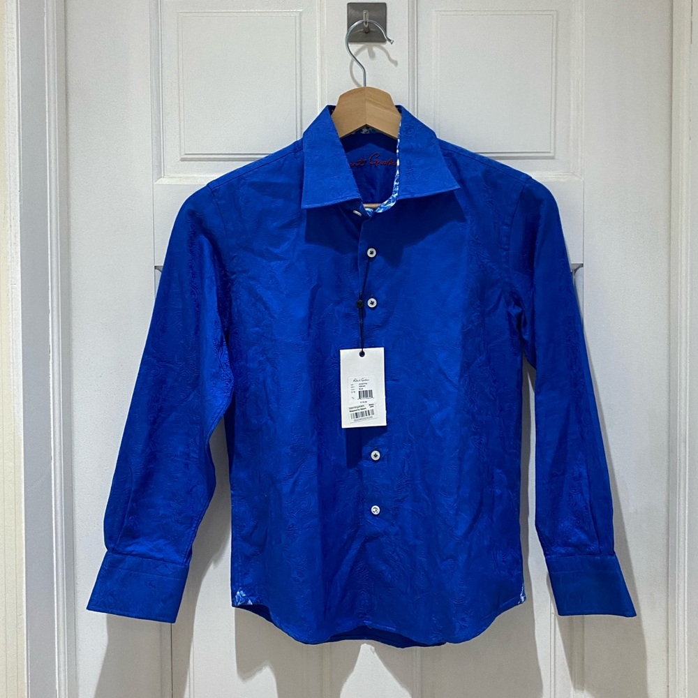 NWT Robert Graham Women Button Blue Down Shirt- Size Small